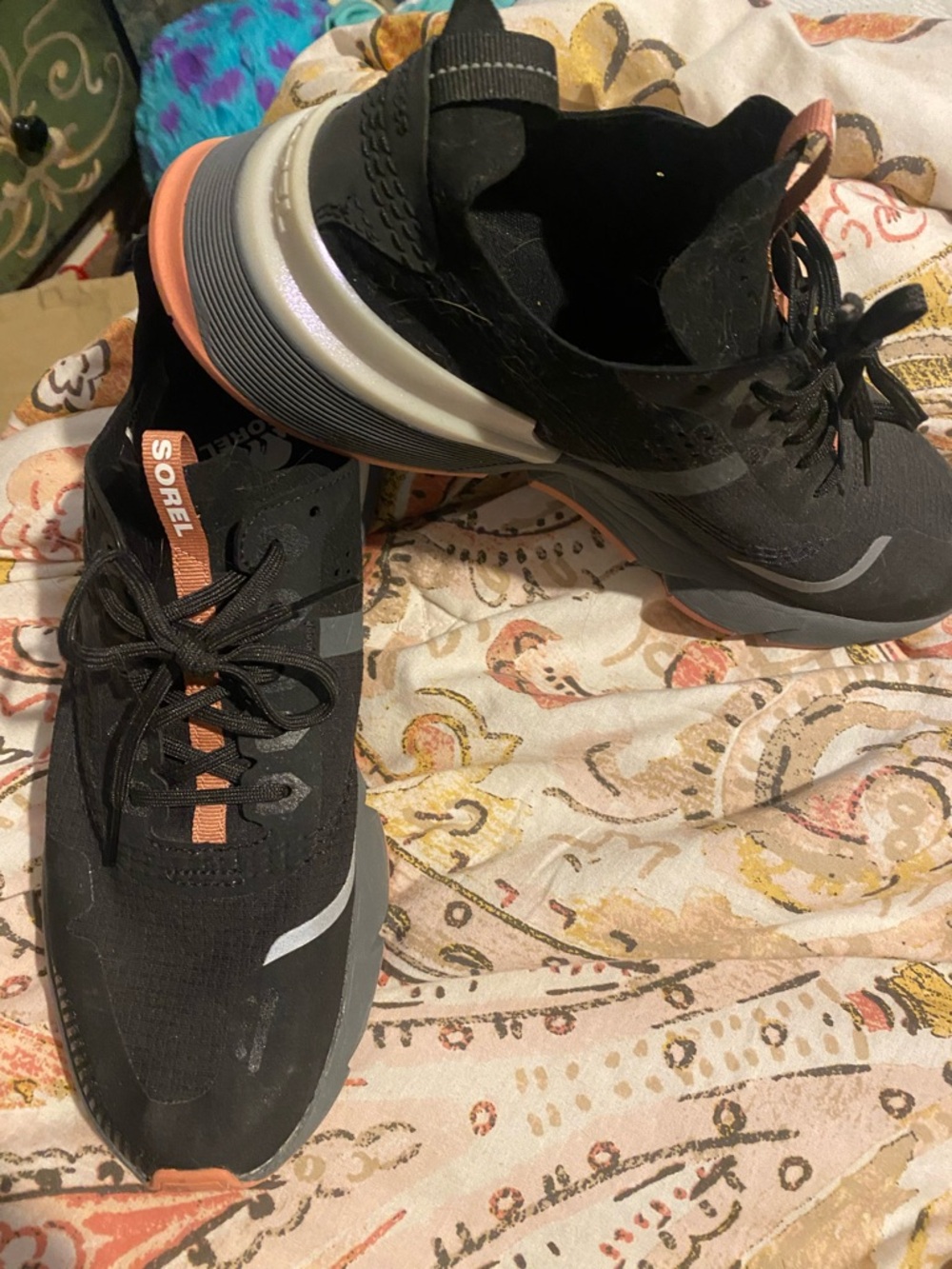 Sorel Black Sneakers with Coral Accents
